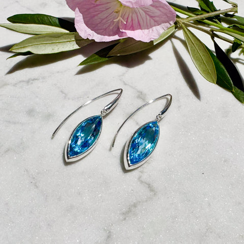 Blue Topaz Ellipse Earrings