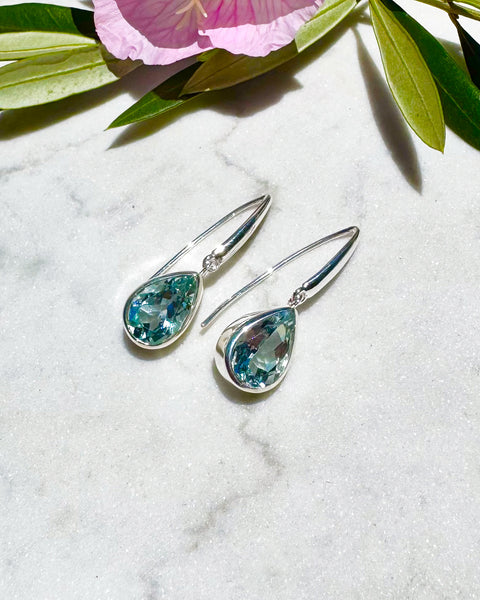 Blue Topaz Silver Earrings