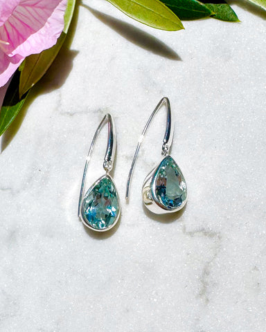 Blue Topaz Silver Earrings