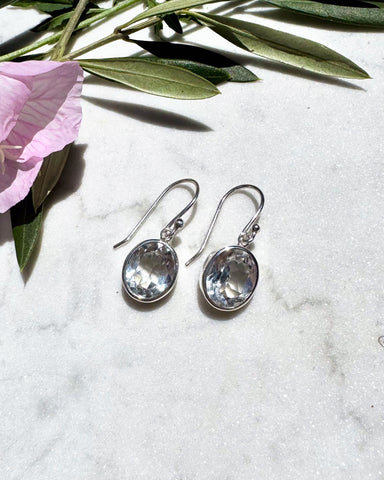 Natural Quartz Silver Earrings