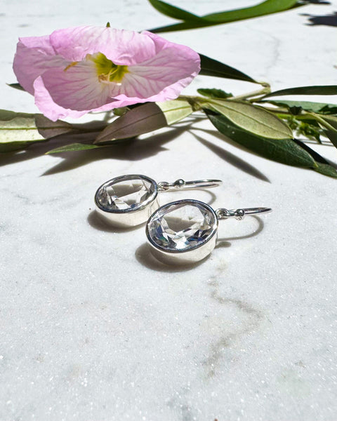 Natural Quartz Silver Earrings