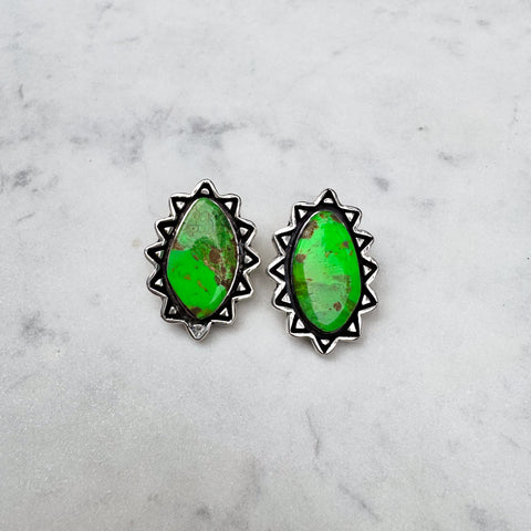 Navajo Green Turquoise Earrings