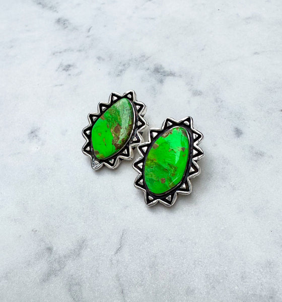 Navajo Green Turquoise Earrings