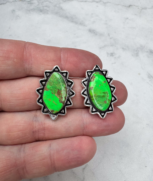 Navajo Green Turquoise Earrings