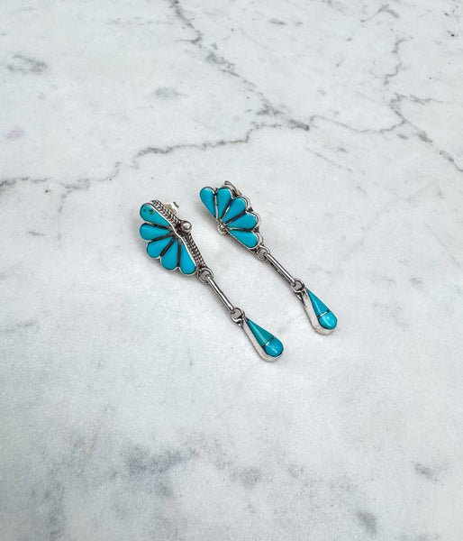 Zuni Turquoise Flower Earrings
