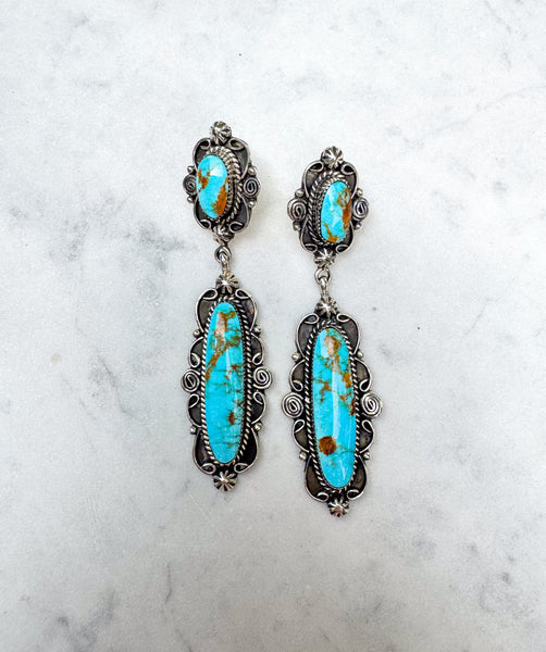 Navajo Turquoise Scroll Earrings