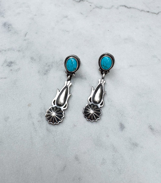 Navajo Turquoise Sandcast Earrings
