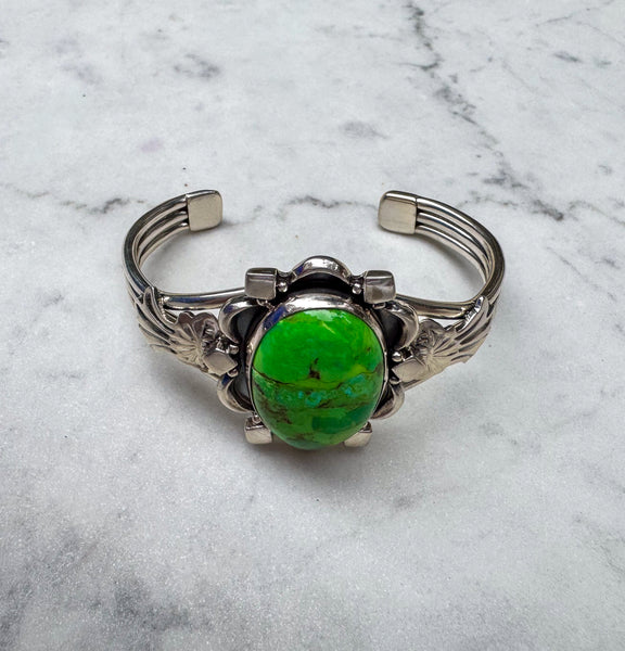 Navajo Green Turquoise Silver Bracelet