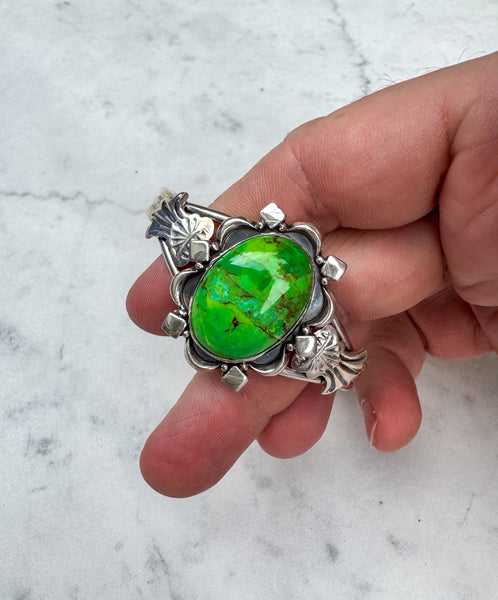 Navajo Green Turquoise Silver Bracelet