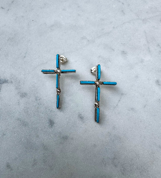 Zuni Turquoise Cross Earrings