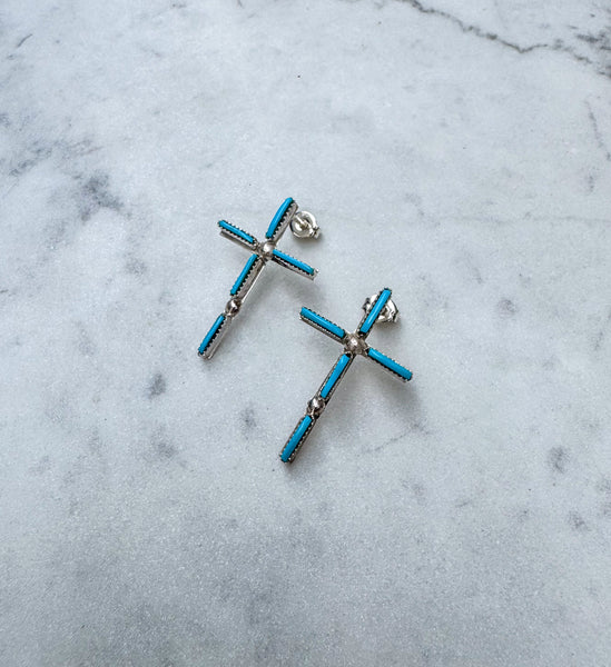 Zuni Turquoise Cross Earrings