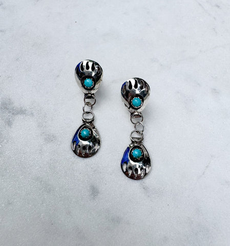 Navajo Turquoise Bear Paw Earrings