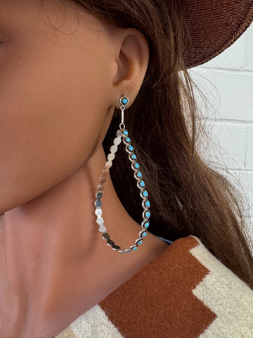 Zuni Turquoise Large Hoop Earrings