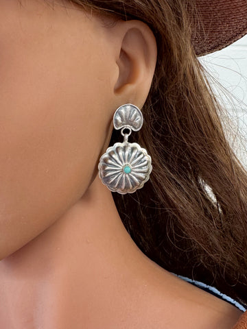 Navajo Sand Cast Turquoise Earrings