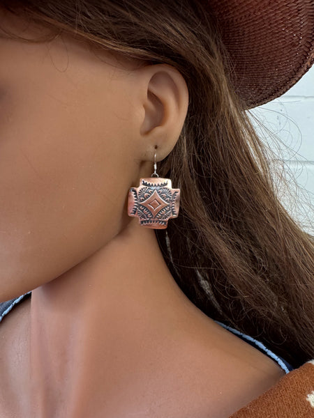Navajo Copper Cross Earrings