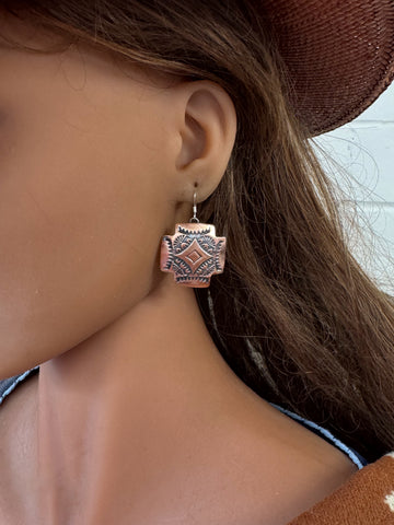 Navajo Copper Cross Earrings