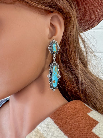 Navajo Turquoise Scroll Earrings