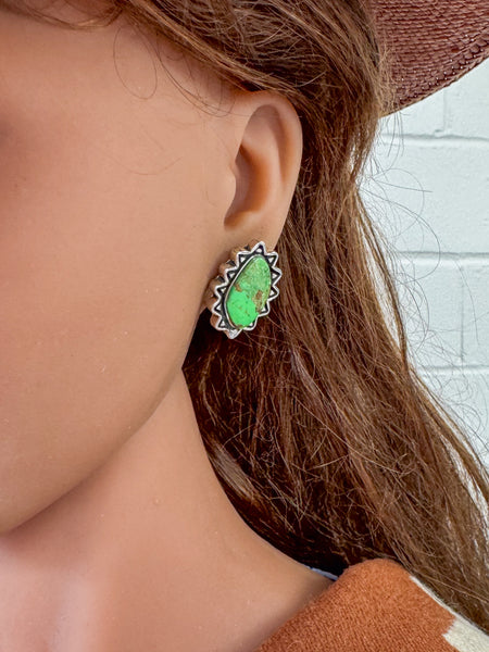 Navajo Green Turquoise Earrings