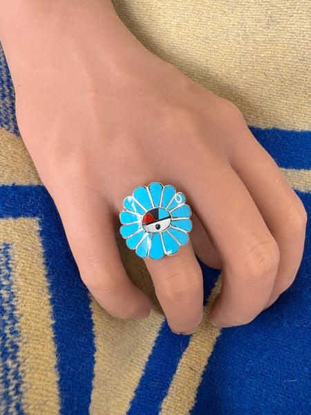 Zuni Blossom Inlay Ring