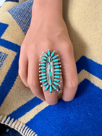 Navajo Needle Point Squash Blossom Ring