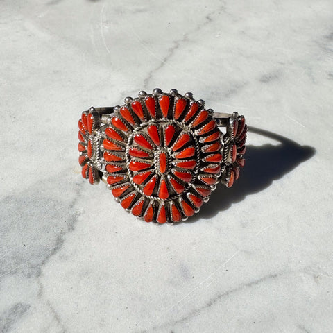 Zuni Coral Cluster Cuff