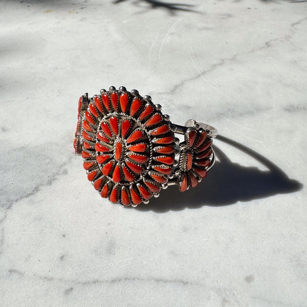 Zuni Coral Cluster Cuff