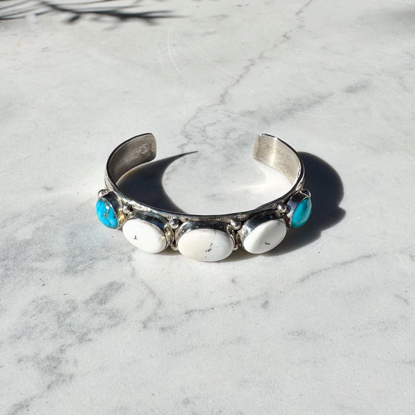 White Buffalo and Turquoise Men's Cuff