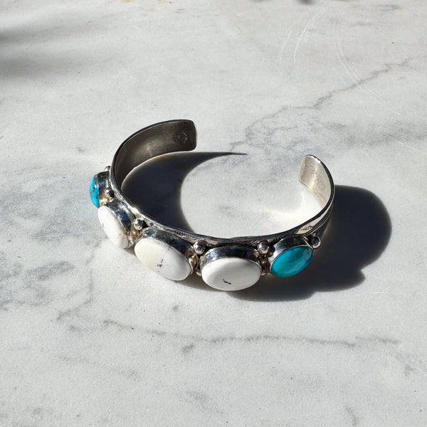 White Buffalo and Turquoise Men's Cuff