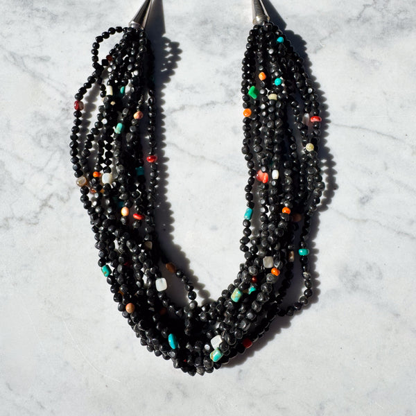 Multi Strand Acoma Jet Necklace