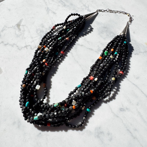 Multi Strand Acoma Jet Necklace