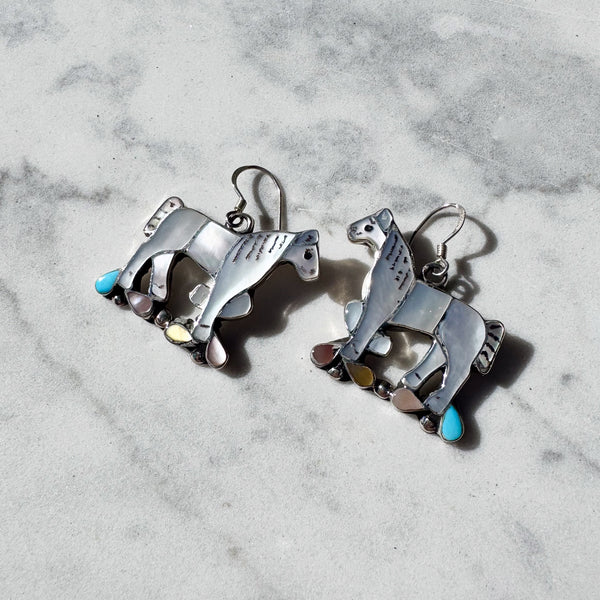 Mother of Pearl Horse Earrings