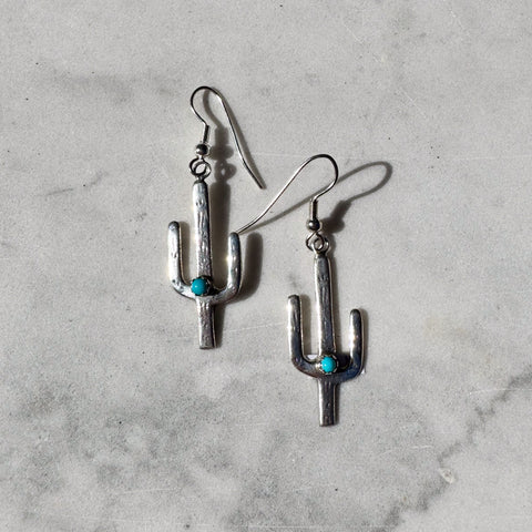 Silver Cactus Earrings