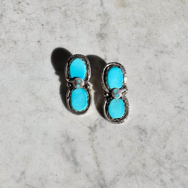 Zuni Turquoise Snake Stud Earrings
