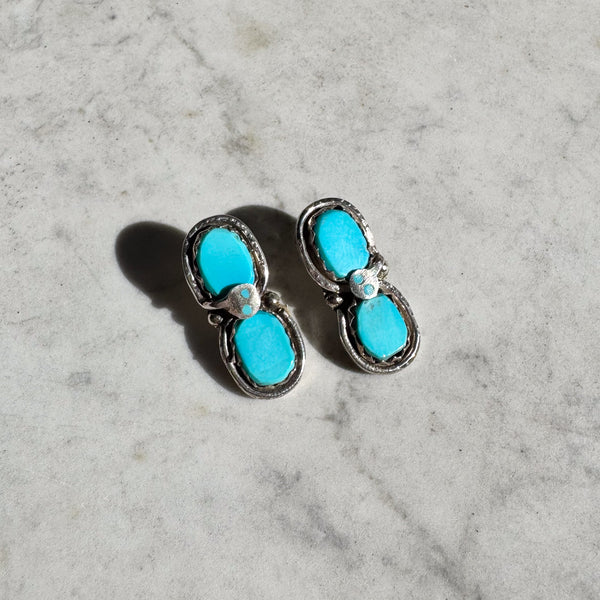 Zuni Turquoise Snake Stud Earrings