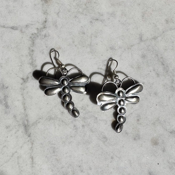 Navajo Silver Dragonfly Earrings