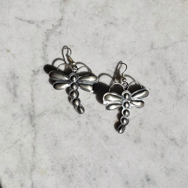 Navajo Silver Dragonfly Earrings