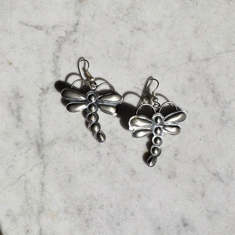 Navajo Silver Dragonfly Earrings
