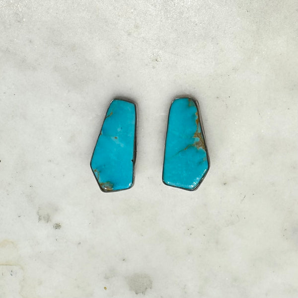 Natural Turquoise Clip On Earrings