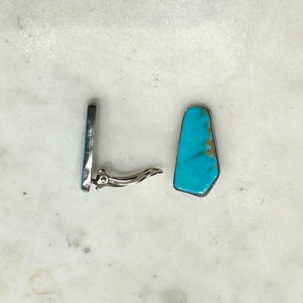Natural Turquoise Clip On Earrings