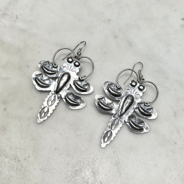 Navajo Silver Dragonfly Earrings