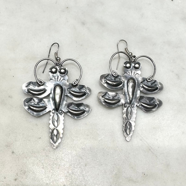Navajo Silver Dragonfly Earrings
