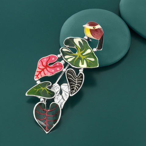 Taratata Fabuleuse Leaf and Bird Brooch