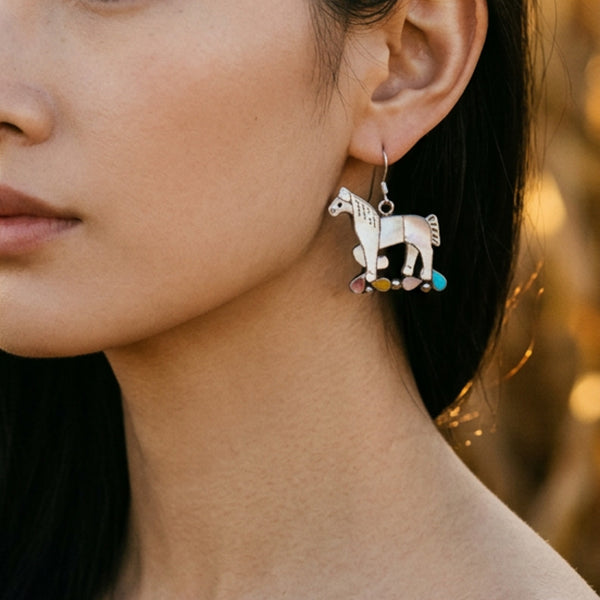 Mother of Pearl Horse Earrings