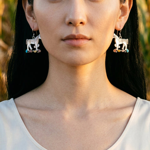 Mother of Pearl Horse Earrings