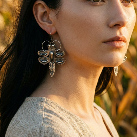 Navajo Silver Dragonfly Earrings