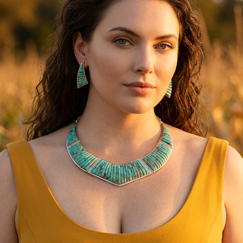 Royston Turquoise Corn Row Necklace