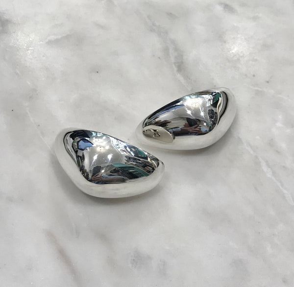 Silver 'Boomerang' Clip-on Earrings