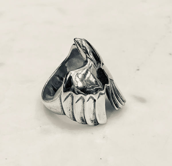 Silver Soaring Eagle Ring
