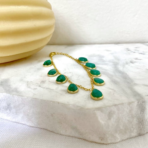 Gold Plated Emerald Drop Bracelet