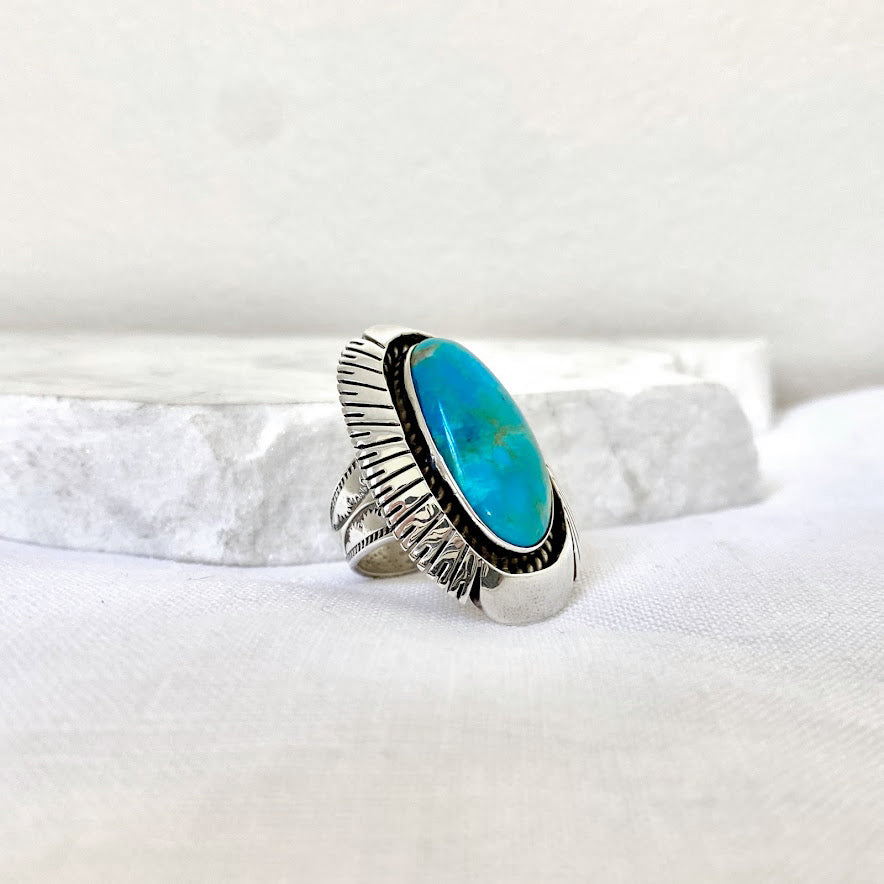 925 Sterling Silver Turquoise Stone Mens Ring with Eagle Figure » Anitolia